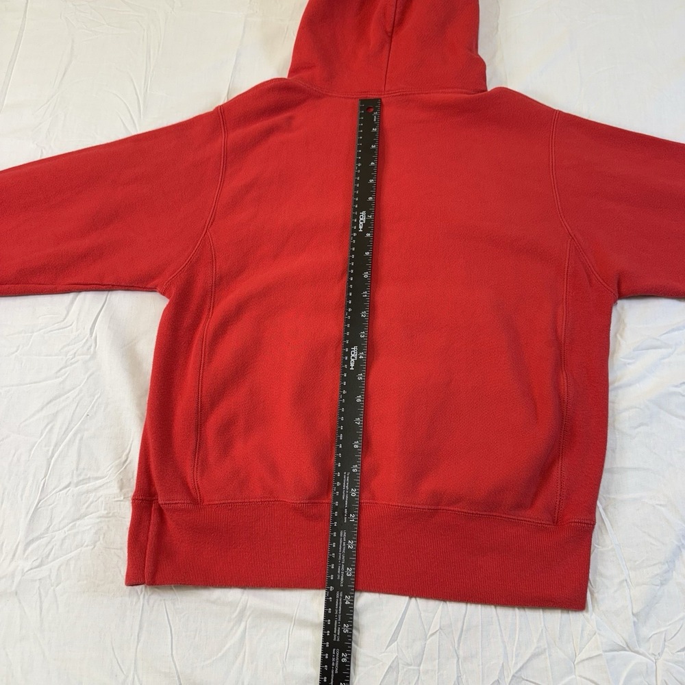 Vintage 90S Champion Cotton Weave Hoodie Men's Or women's Embroidered Y2K Red - Picture 12 of 16
